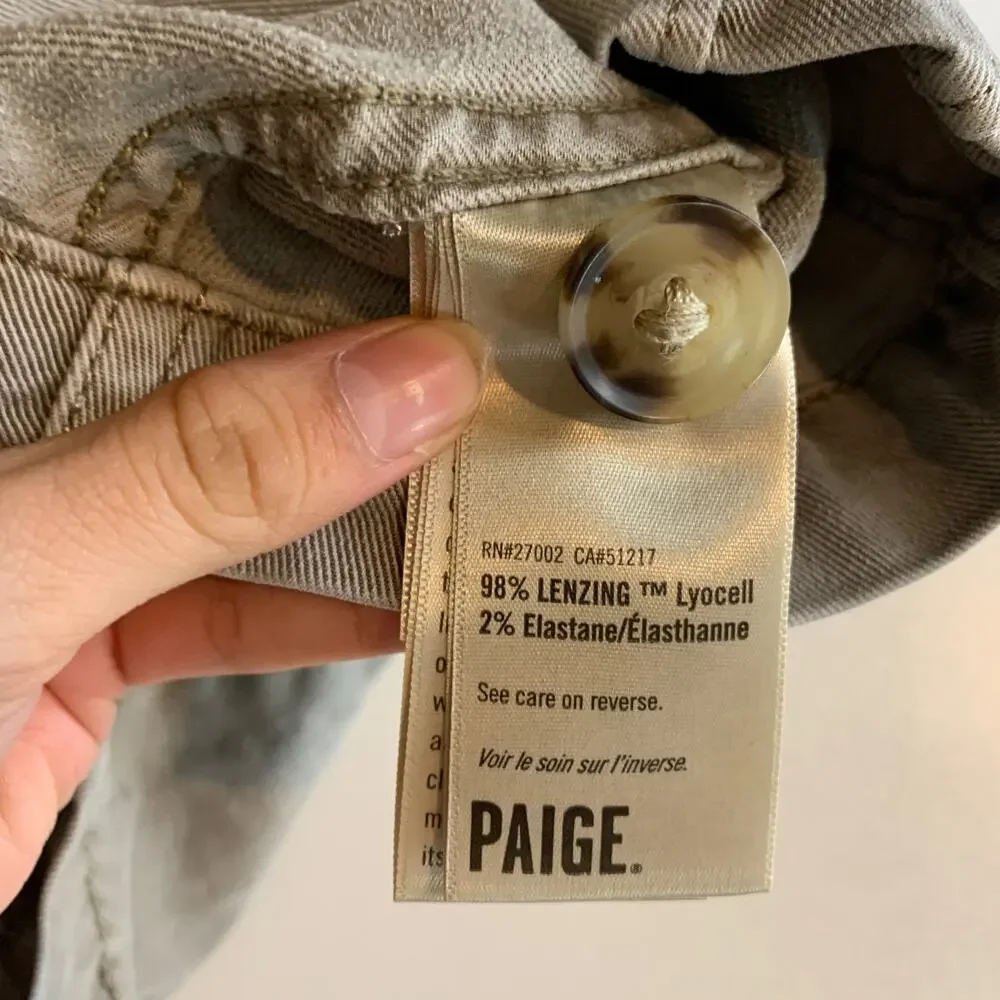 Paige Jacket Womens M Medium Moss Vintage Taupe Pacey Utility Button Up Cropped